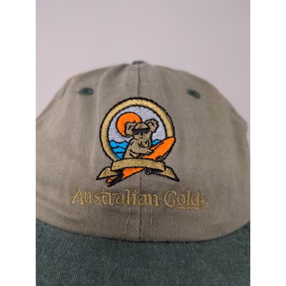 Australian Golf Strapback Hat Brown & Green Embroidered Koala Logo Spell Out - Picture 3 of 10